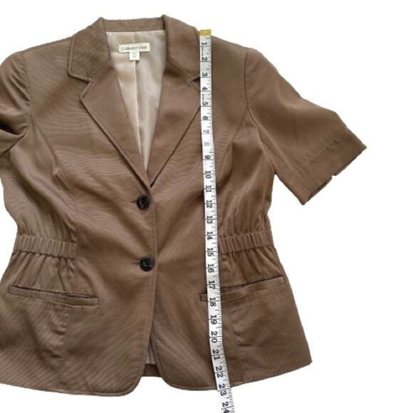Coldwater Creek Brown Tan Short Sleeve Pockets Lined Career Blazer Size 6 Petite - Picture 10 of 11